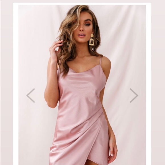 Rose Pink Cowl Neck Wrap Front Dress - Picture 8 of 8